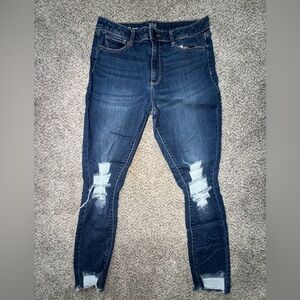a.n.a Dark Blue Distressed Skinny Jeans